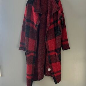 Joseph Red and Black Plaid Teddy Jacket
